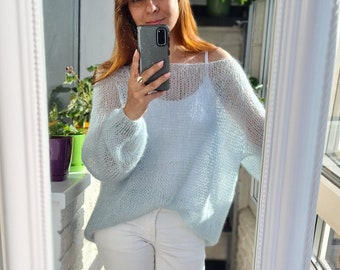 Pull en mohair. Pull en maille surdimensionné. Pull fait main. Pull femme Pull en laine Pull femme oversize. Pull en maille ample