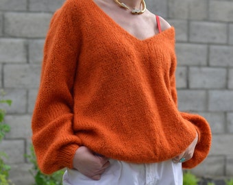 Mohair sweater, knit sweater. Oversized sweater, Grandpa sweater. Сhunky knit sweater. Handmade sweater. Sweaters for women. Wool sweater.