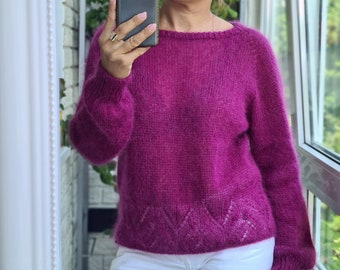 Mohair jumper, Mohair sweater, knitted sweater, Wool sweater, Loose knit sweate, Warm sweater, Knitted jumper, Jumper female