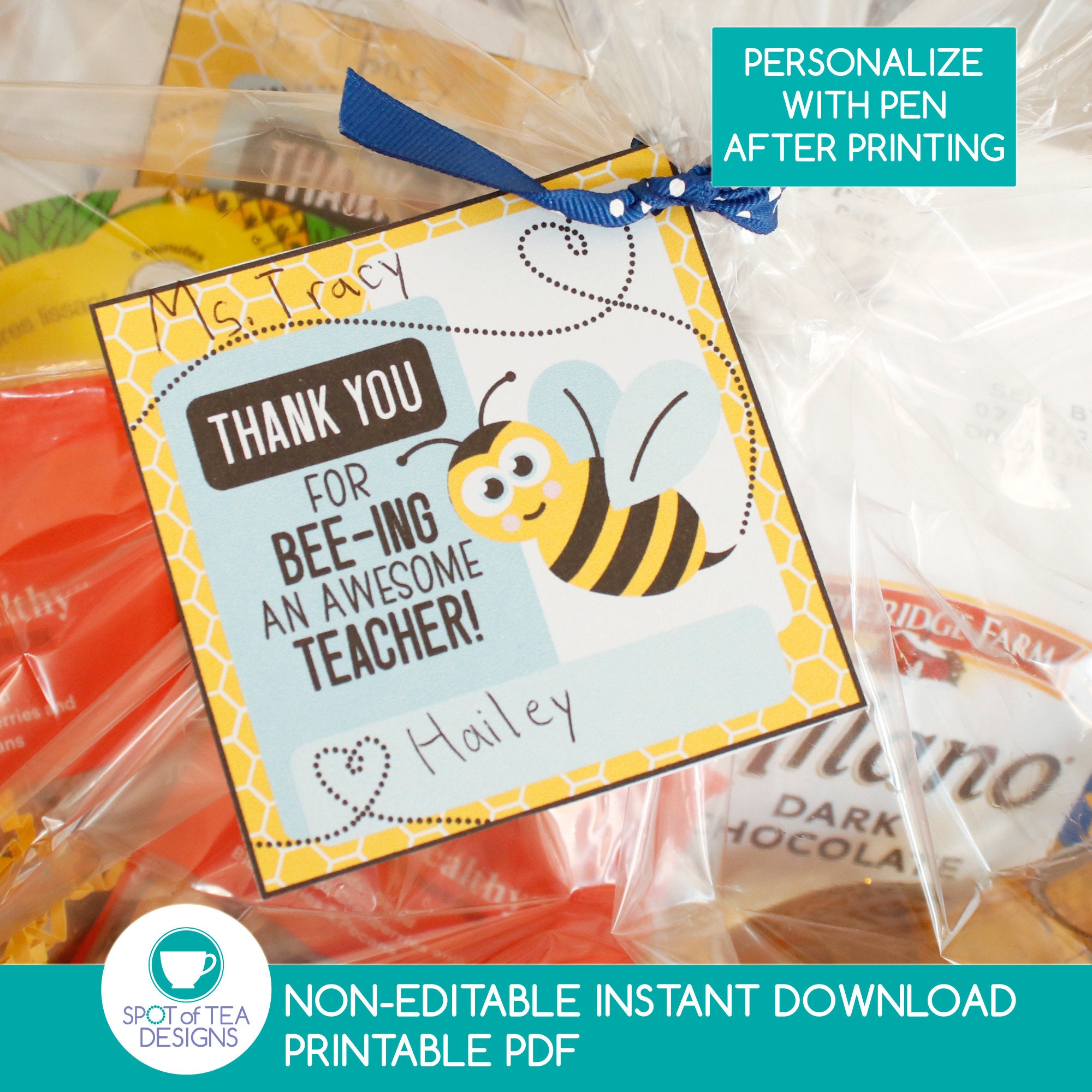 Beeing Awesome Teacher Appreciation Tag | Last Day of School Tag | Teacher Tag | Thank You Gift | INSTANT DOWNLOAD