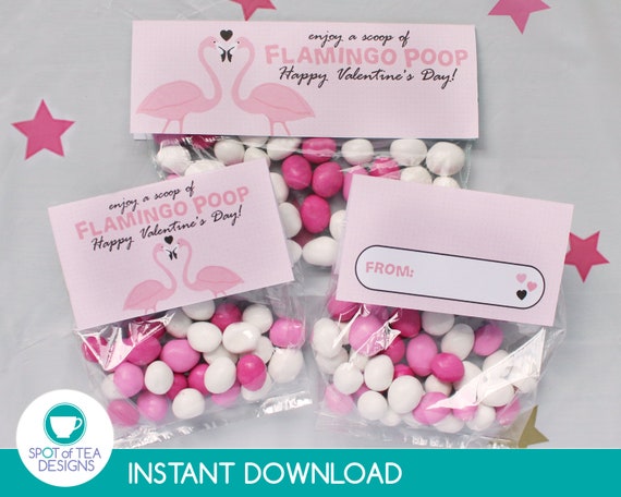 Flamingo Poop Valentines Bag Topper Valentines Treat Bag Etsy - roblox poop scoopit