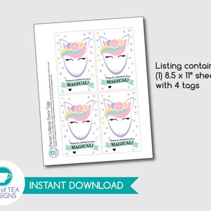 Unicorn Lollipop Favor Tags Unicorn Party Printables Unicorn Lollipop ...