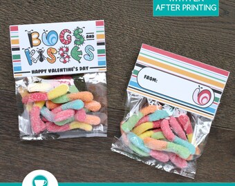 Bugs and Kisses Valentine's Bag Topper (PDF Instant Digital Download)