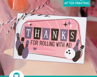 Girl Bowling Favor Tags | Pink Bowling Party Tags | Bowling Thank You Tags| Bowling Gift Ideas | Girl Bowling Party | INSTANT DOWNLOAD