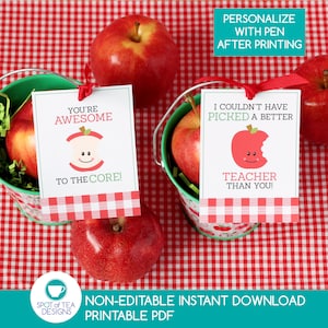 Apple Teacher Appreciation Tag | Teacher Appreciation Gift | Teacher Appreciation Week Printable | Apple Gift Tag | INSTANT DOWNLOAD