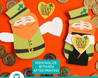 Leprechaun Gift Card Hugger | Teacher Appreciation Printable | St. Patrick's Day Printable | Teacher Gift Card Holder | INSTANT DOWNLOAD