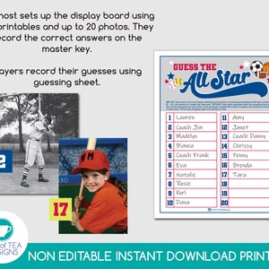 Guess the All Star Printable Game Printable Party Game Softball Game ...