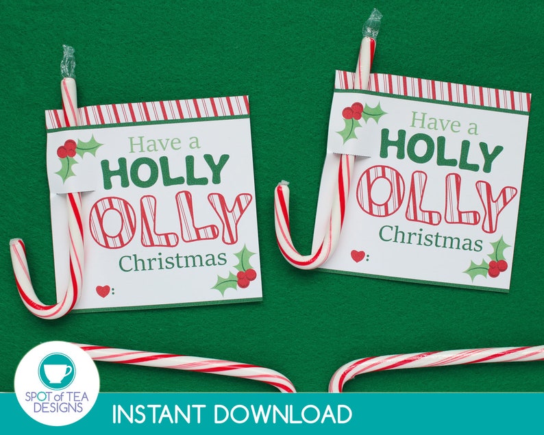 Holly Jolly Candy Cane Holder Tags Candy Cane Holder Candy Etsy