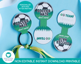 Soccer Hair Tie Tags | Soccer Printables | Scrunchy Printables | Soccer Team | Soccer Game | INSTANT DOWNLOAD