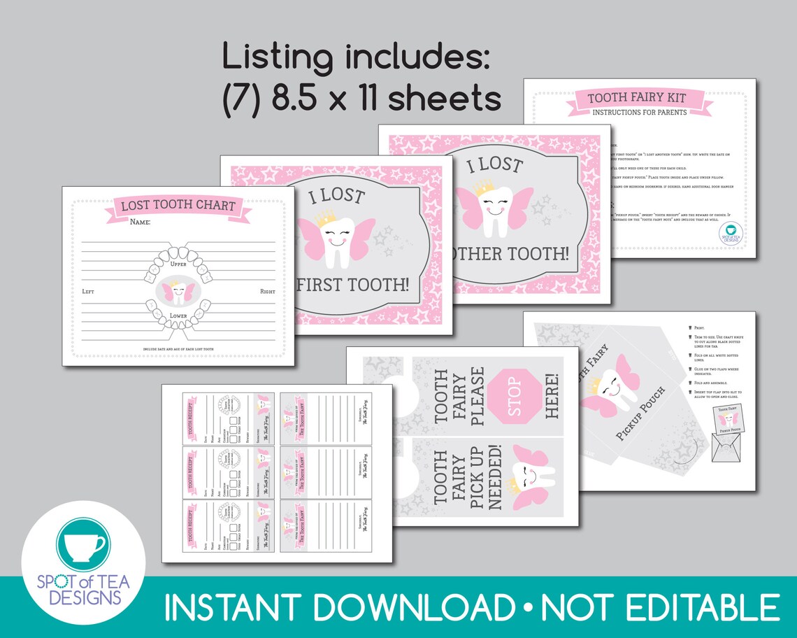 Tooth Fairy Kit Girl Tooth Fairy Printables Tooth Fairy - Etsy