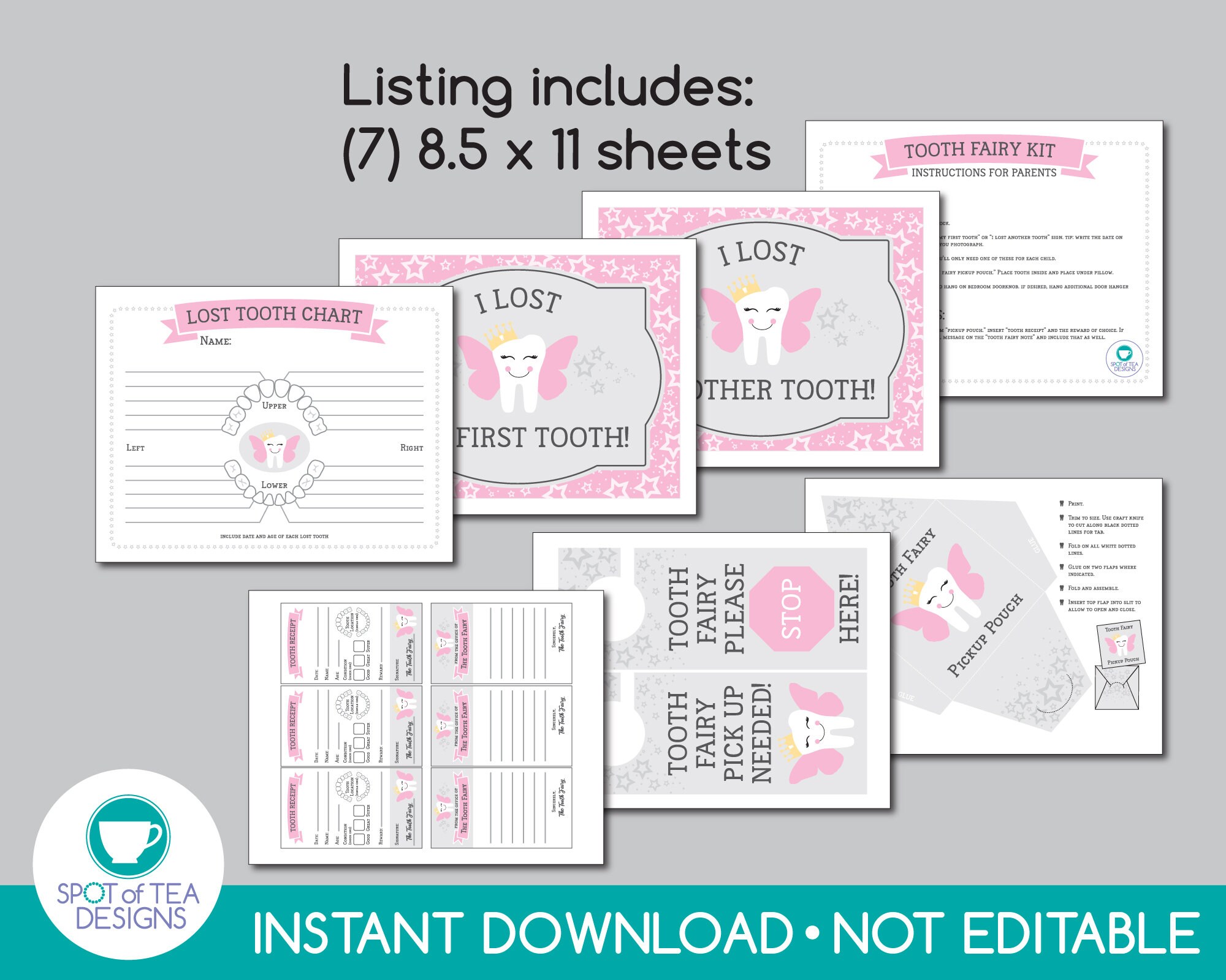 Tooth Fairy Kit Girl Tooth Fairy Printables Tooth Fairy Etsy