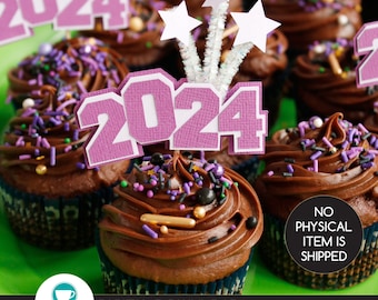 2024 Cupcake Toppers svg cut file | Class of 2024 SVG | Graduation Party Dessert Topper | 2024 High School Graduation | DIGITAL DOWNLOAD