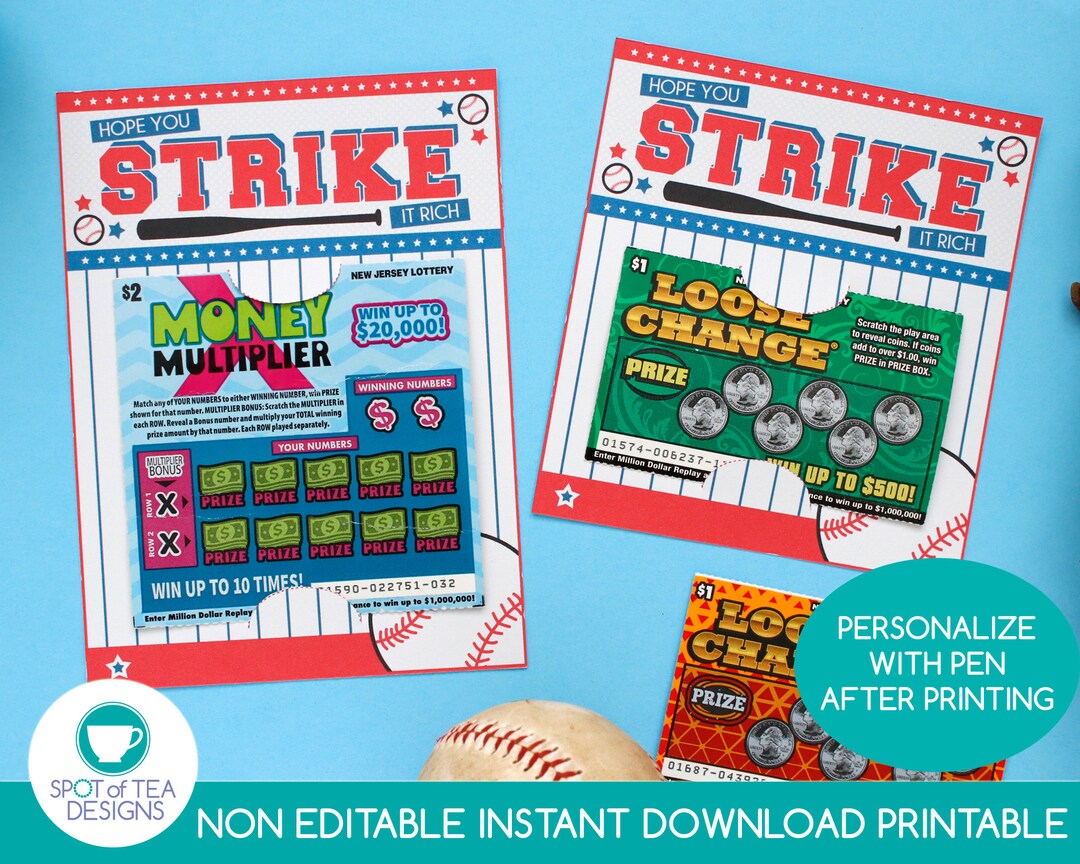 Strike It Rich Baseball Lottery Ticket Holder Father's Etsy