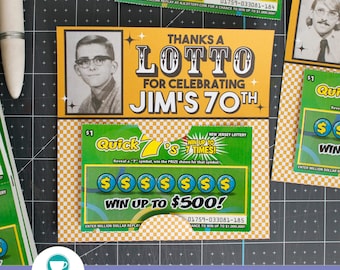 Personalized Milestone Birthday Lottery Ticket Holder: Custom Photo, 40th 50th 60th 70th (Customized Digital Download)