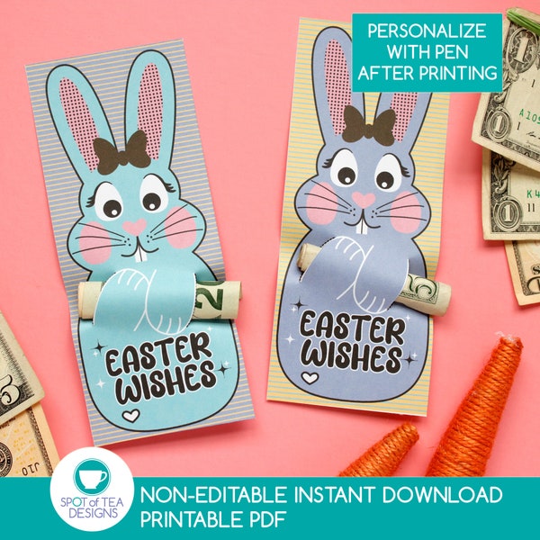 Easter Bunny Money Hugger Tags | Easter Printables | Money Holder | Easter Bunny Printables | Easter Wishes | INSTANT DOWNLOAD