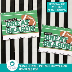 Great Season Football Favor Tags | Football Printables | Football Game Snack Duty Tags | Football Thank you Tag | INSTANT DOWNLOAD