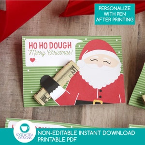 Ho Ho Dough Santa Money Holder Stampabile di Natale / Porta soldi di Natale / Regalo di Natale per riempire la calza della Befana / DOWNLOAD IMMEDIATO