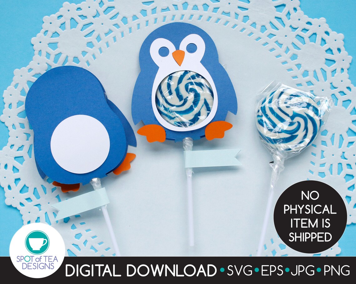 Penguin Lollipop Holder Svg Cut File Valentine's Day SVG | Etsy UK