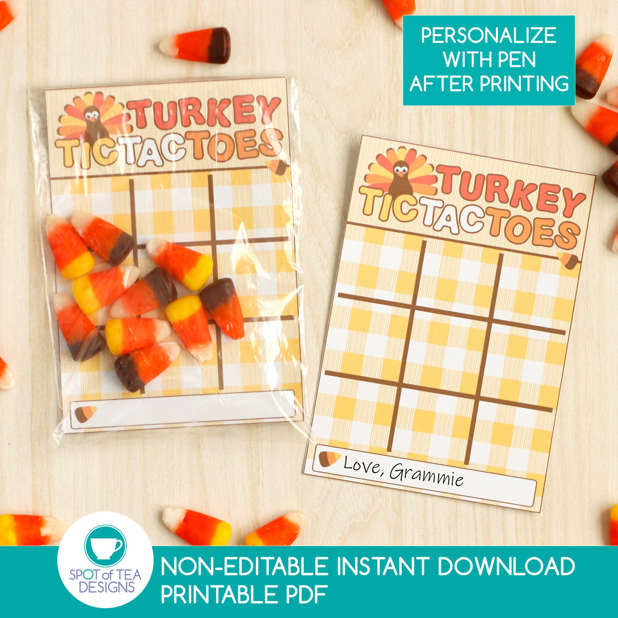 Turkey Tic Tac Toe Printable Game: Thanksgiving Candy Corn (PDF Instant ...