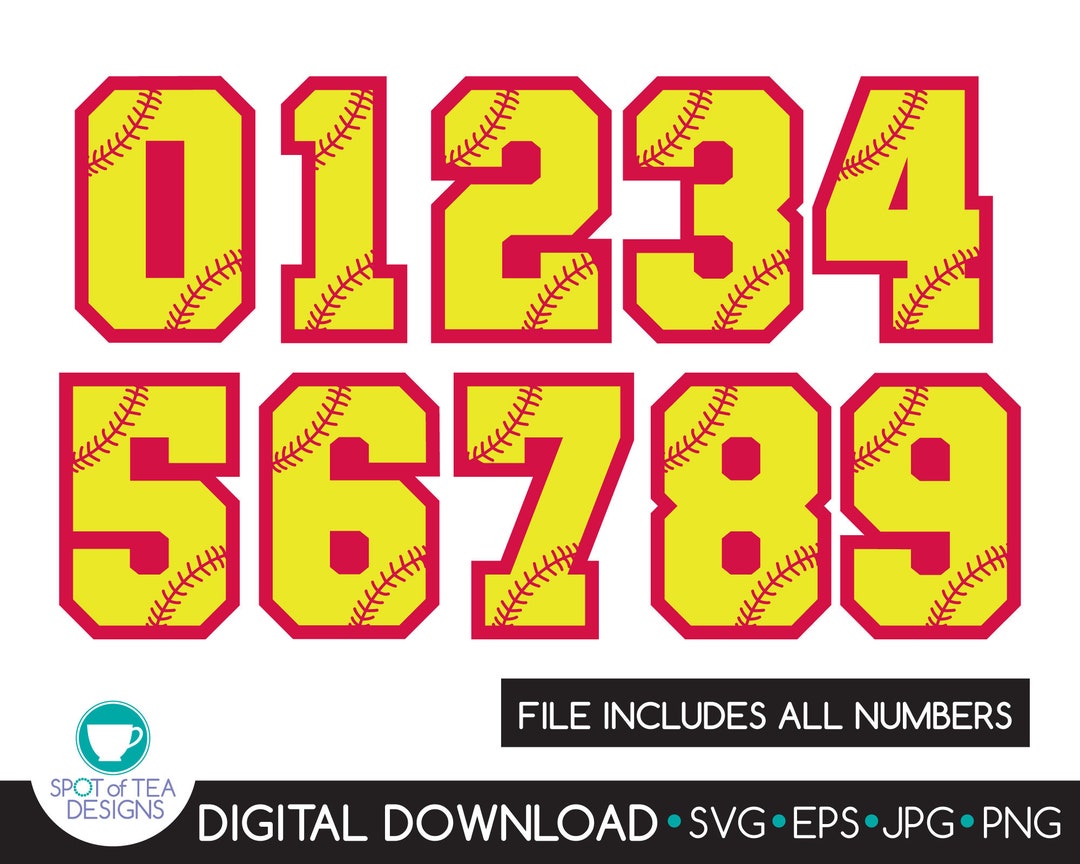 Softball Numbers Svg Cut File Softball SVG Softball Party Etsy
