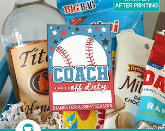 Baseball Coach Off Duty Thank You Printable Tag | Baseball Coach Gift | Baseball Life Printable Thank You Tag | pdf DIGITAL DOWNLOAD