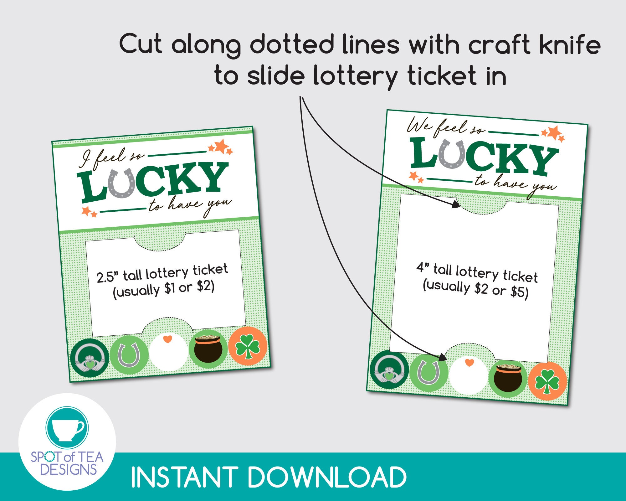 Lucky to Have You Lottery Ticket Holder St. Patrick's Day Printable Scratch  off Holder Teachers Appreciation Week INSTANT DOWNLOAD 