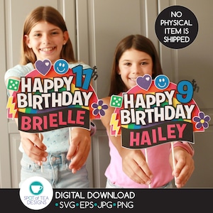 Regenbogen Geburtstag Cake Topper SVG Schnittdatei | Geburtstag 10.11.12.13 Cardstock Paper Cake Topper | svg | eps | DIGITALER DOWNLOAD