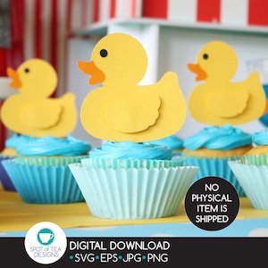 Rubber Duck Cupcake Toppers svg cut file | Baby Shower SVG | Carnival Party svg | Baby Boy Shower | Baby Girl Shower | DIGITAL DOWNLOAD