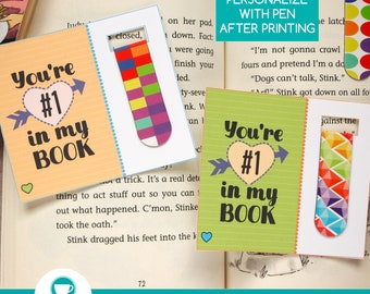 You're #1 In My Book Magnetic Bookmark Printable | Allergy Friendly Non-Candy Classroom Valentine's Day Printable | PDF INSTANT DOWNLOAD