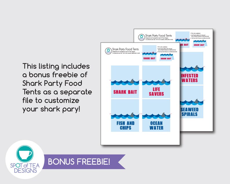 Shark Party Favor Tag Shark Party Printables Under the Sea Party Boy Party Printable INSTANT DOWNLOAD zdjęcie 8