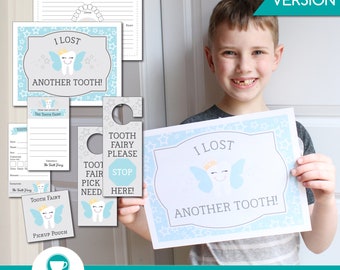 Boy's Tooth Fairy Kit: Printable Letter, Chart, Pouch (PDF Instant Digital Download)