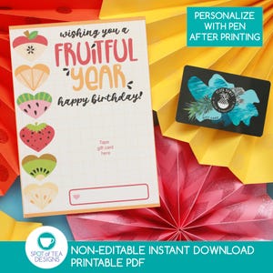 Fruchtbares Jahr Geburtstagsgeschenk Kartenhalter | Teenager Geburtstagsgeschenk Kartenhalter | Druckbares Geburtstagsgeschenk | Smoothies | pdf SOFORT-DOWNLOAD
