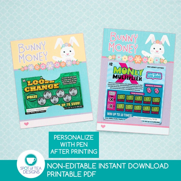 Bunny Money Easter Lottery Ticket Holder | Easter Printable | Scratch off Holder | Easter Bunny Printable | INSTANT DOWNLOAD
