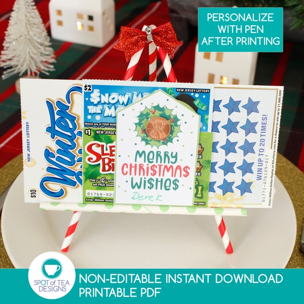 Merry Christmas Wishes Tag | Christmas Gift Idea | Christmas Printables | Lottery Ticket Gift Idea | INSTANT DOWNLOAD