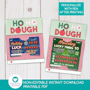 Uchwyty na losy na loterię Ho Ho Dough | Tagi na upominki na imprezę loteryjną | Tagi na upominki na imprezę świąteczną | Upominek na imprezę dla dorosłych | NATYCHMIASTOWE POBIERANIE