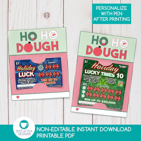 Ho Ho Dough Lottery Ticket Holders | Lottery Ticket Party Favor Tags | Christmas Party Favor Tags | Adult Party Favor | INSTANT DOWNLOAD