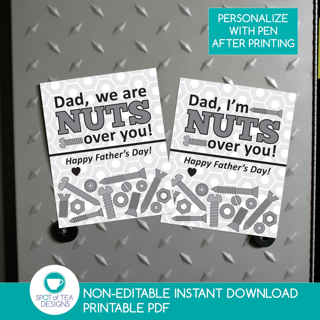 Nuts Over You Gift Tag | Father's Day Tag | Father's Day Gift | Father ...
