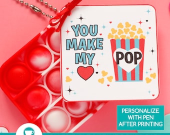 You Make My Heart Pop Tag: Valentine's Fidget Toy Tag (PDF Instant Digital Download)