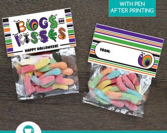 Bugs and Kisses Halloween Bag Topper | Halloween Treat Bag Topper | Party Bag Labels | Party Treat Bag Topper | INSTANT DOWNLOAD
