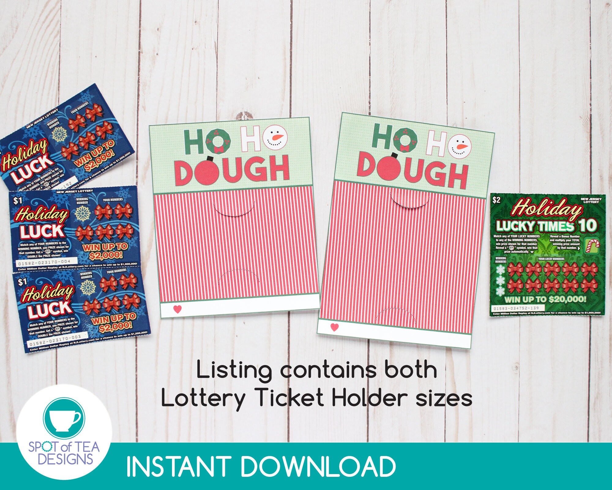 Ho Ho Dough Lottery Ticket Holders Lottery Ticket Party Favor Tags