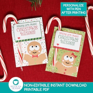 Lebkuchenmann Zuckerstangenhalter | Lebkuchen Menschen Weihnachten Printable | Candy Gramm Tags | Weihnachten Printables | SOFORTIGER DOWNLOAD