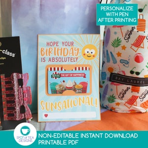 Sunsational Summer Birthday Gift Card Holder | Birthday Gift Printables | Tween Birthday Gift Idea | Summer Birthday | Pdf INSTANT DOWNLOAD