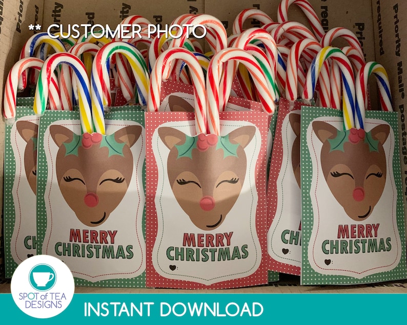 Reindeer Christmas Candy Cane Holders Candy Gram Christmas Etsy