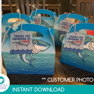 Shark Party Favor Tag Shark Party Printables Under the Sea Party Boy Party Printable INSTANT DOWNLOAD zdjęcie 2