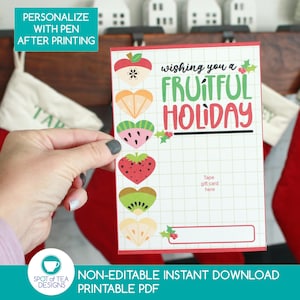 Porta-cartão-presente de Natal frutífero | Porta-cartão-presente de Natal | Presente de Natal para pré-adolescentes | Presente para adolescentes | Loja de smoothies | pdf DOWNLOAD INSTANTÂNEO