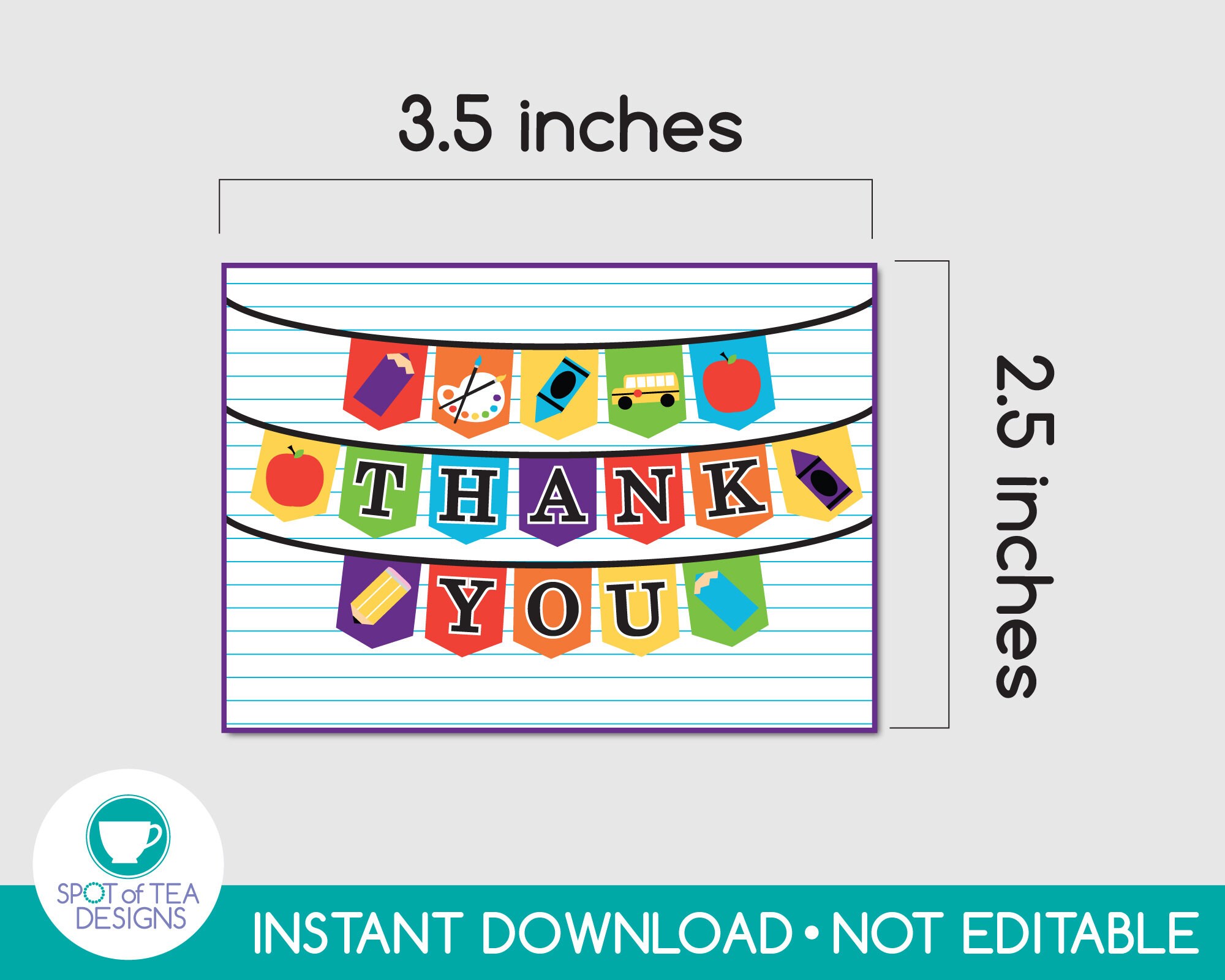 School Supplies Thank You Tag Teacher Appreciation Tag Etsy UK