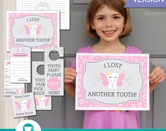 Girl's Tooth Fairy Kit: Printable Letter, Chart, Receipt (PDF Instant Digital Download)