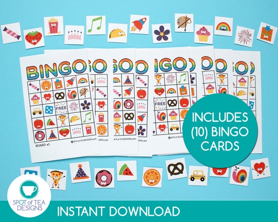 printable rainbow bingo game printable game virtual game etsy