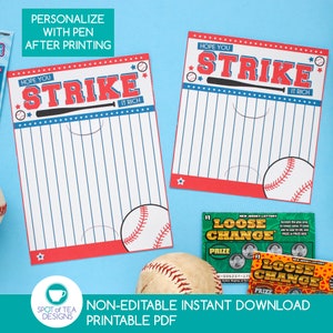 Uchwyt na kupon loterii baseballowej Strike It Rich | Wydruk na Dzień Ojca | Zdrapki | Prezent dla taty | NATYCHMIASTOWE POBIERANIE