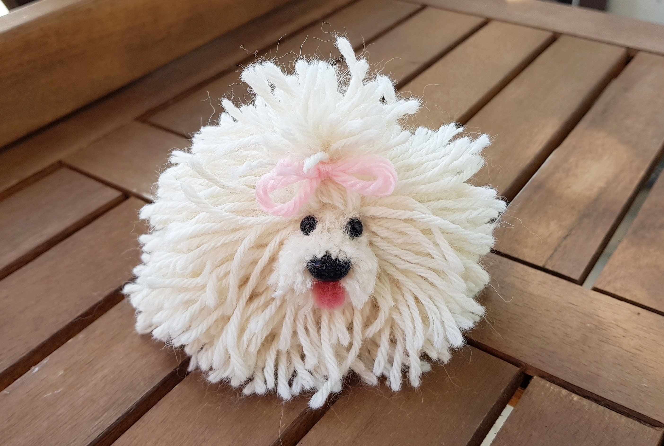 weißer Puli ungarisch Hund Pompon PomponTiere Bommel Etsy